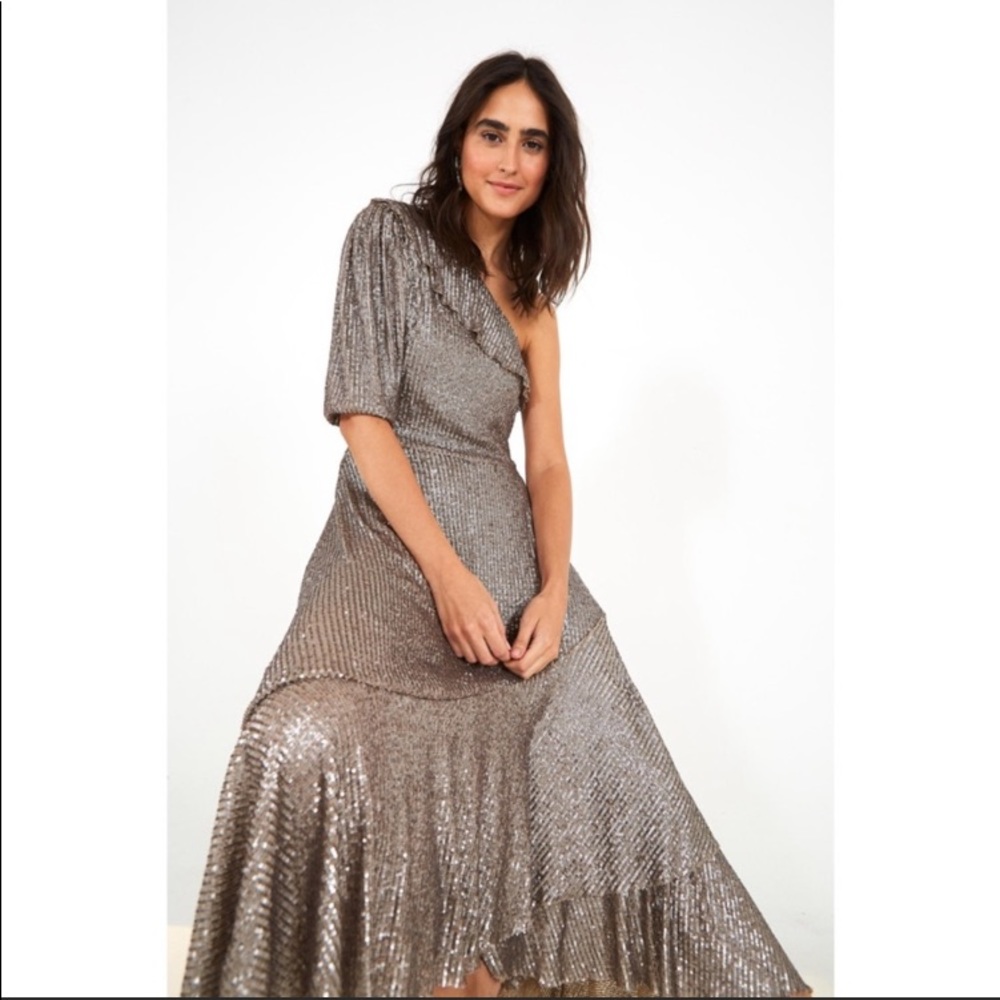 FARM Rio Sequin One-Shoulder Maxi Dress